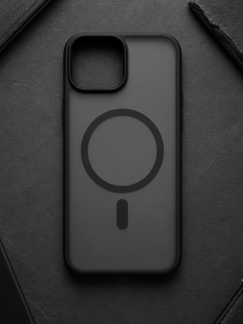 Black MagSafe-Compatible Phone Case For IP 15Plus